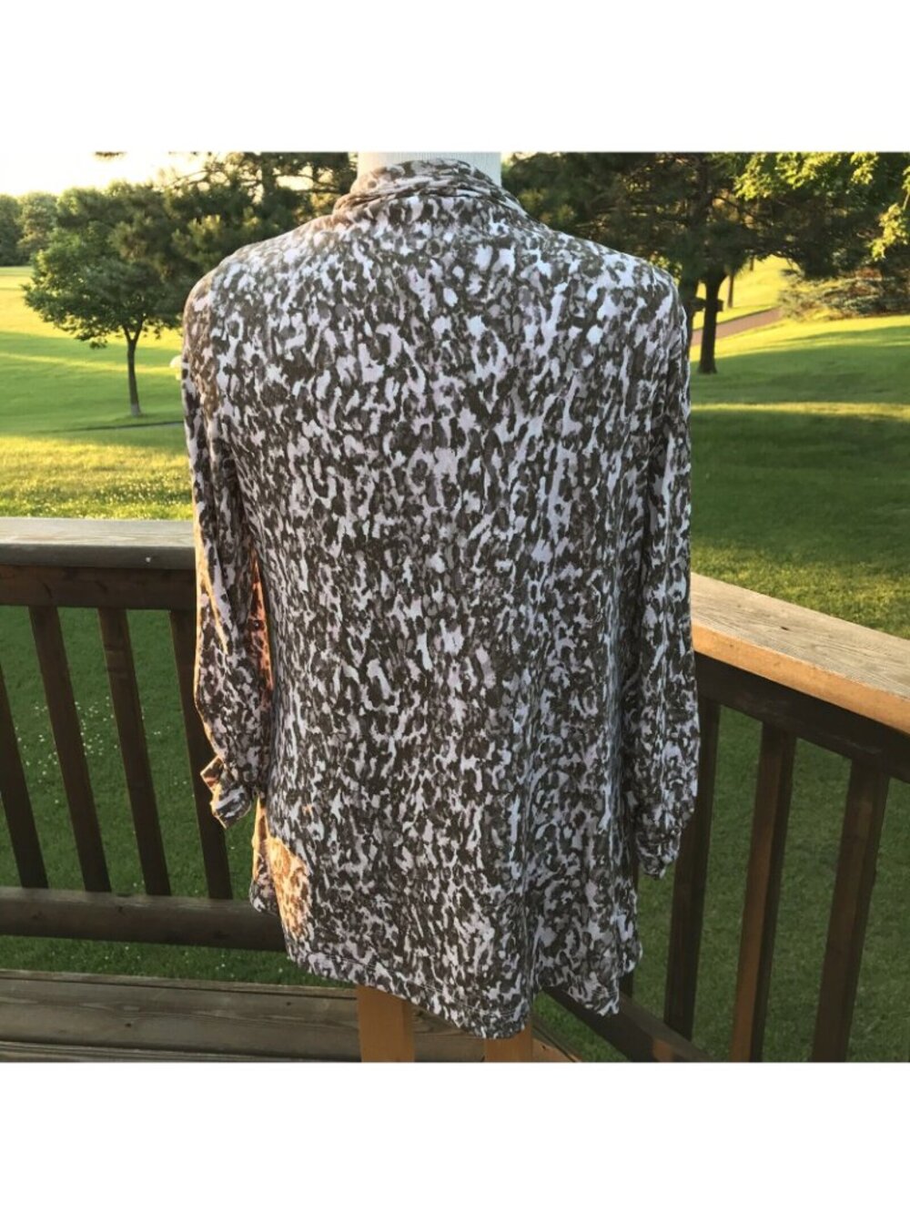 Chico's Easywear Twin 2 PC Set Jacket Size 0/1 Shell Slinky Leopard Brown Pink - Picture 4 of 12